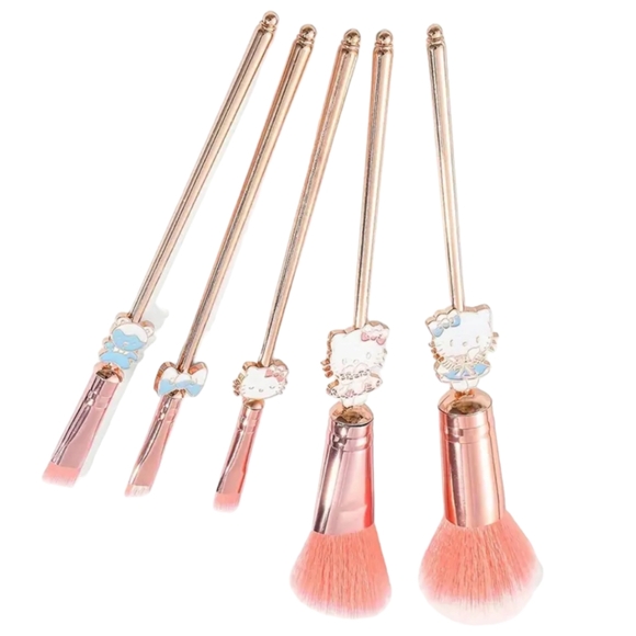 HELLO KITTY 5 Piece Professional Cosmetic Makeup Brushes With Leather Pouch - Picture 8 of 16